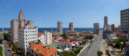 Aerial Panoramic view of the Havana City  Capital of Cuba  during a bright and sunny day.