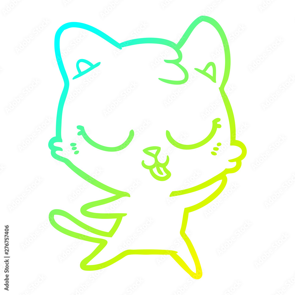 cold gradient line drawing happy cartoon cat cold gradient line drawing happy cartoon cat