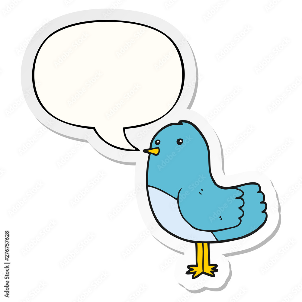 cartoon bird and speech bubble sticker cartoon bird and speech bubble sticker