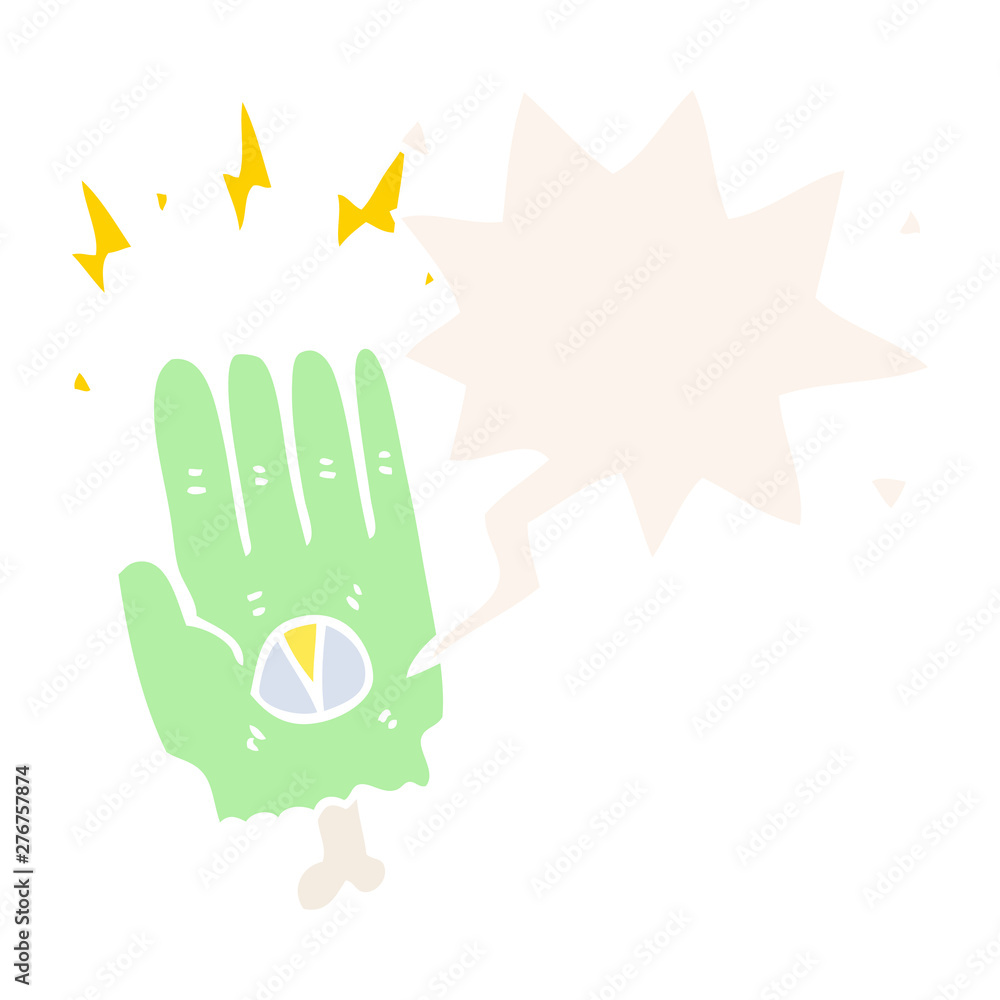 spooky halloween zombie hand and speech bubble in retro style spooky halloween zombie hand and speech bubble in retro style
