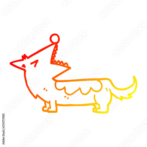 warm gradient line drawing cartoon dog