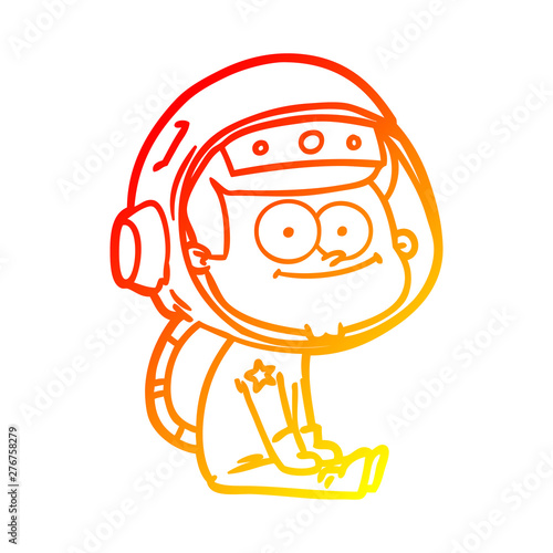 warm gradient line drawing happy astronaut cartoon