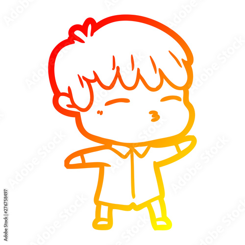 warm gradient line drawing cartoon curious boy