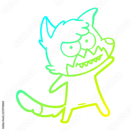 cold gradient line drawing cartoon grinning fox