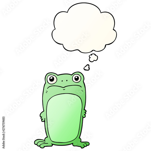 cartoon staring frog and thought bubble in smooth gradient style