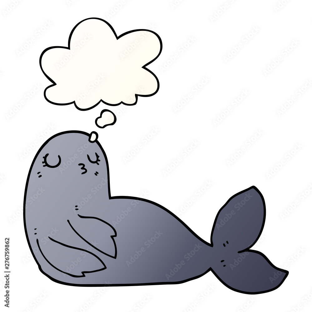 cartoon seal and thought bubble in smooth gradient style cartoon seal and thought bubble in smooth gradient style