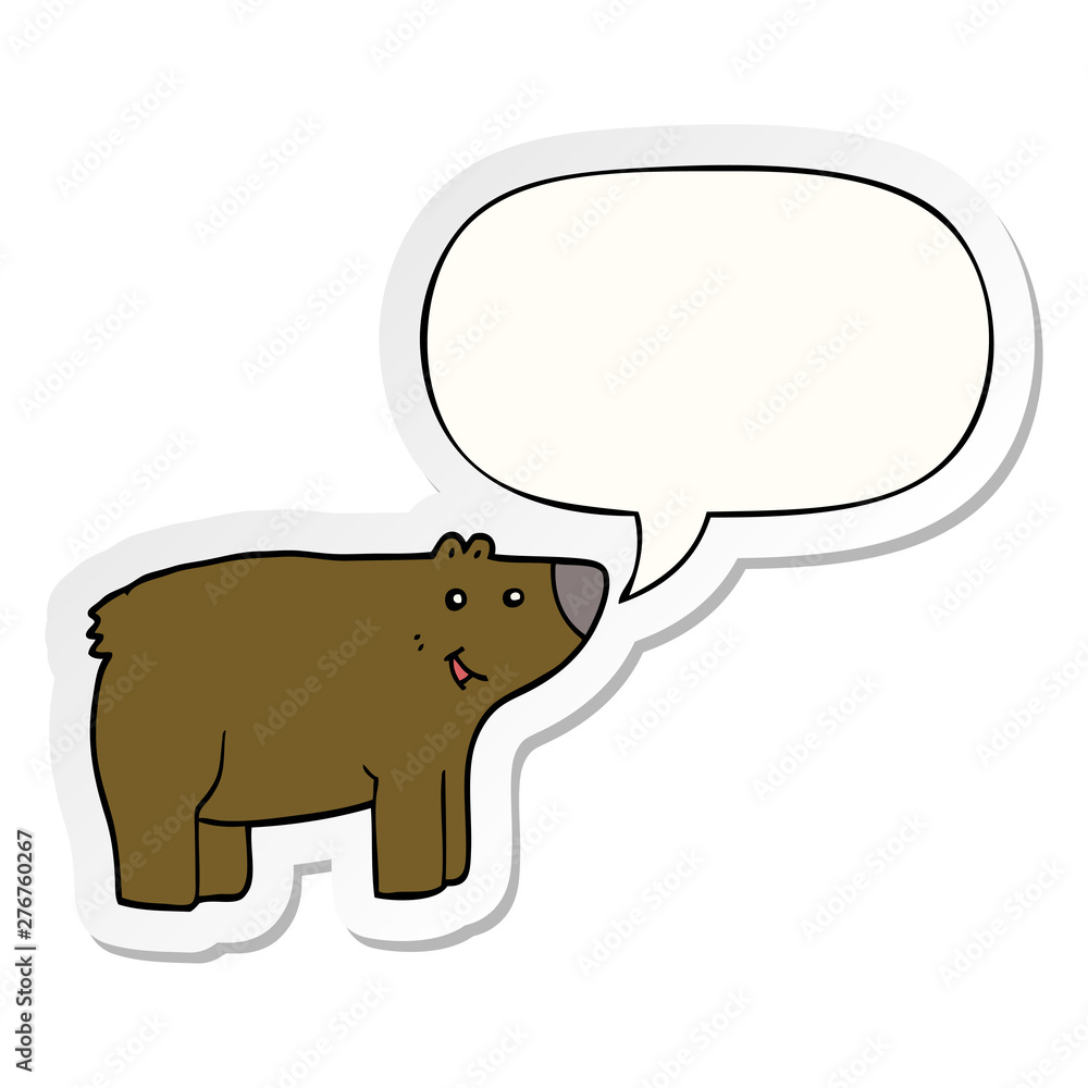 cartoon bear and speech bubble sticker cartoon bear and speech bubble sticker