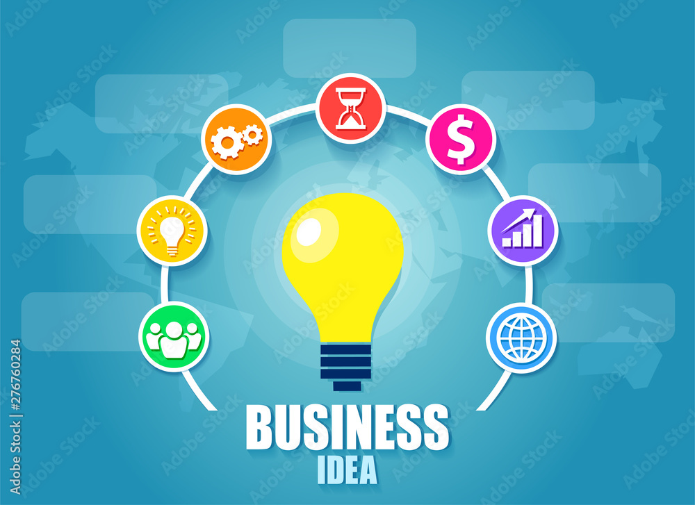 Vector of a business idea light bulb with brainstorming icons Vector of a business idea light bulb with brainstorming icons