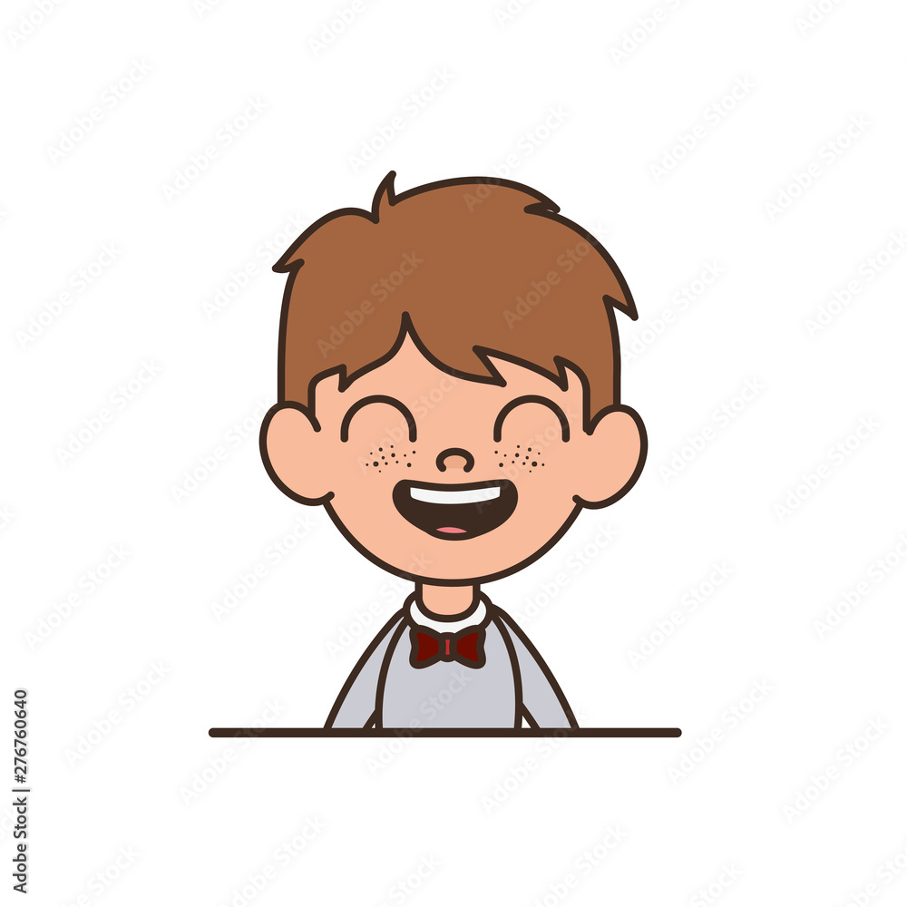student boy smiling on white background