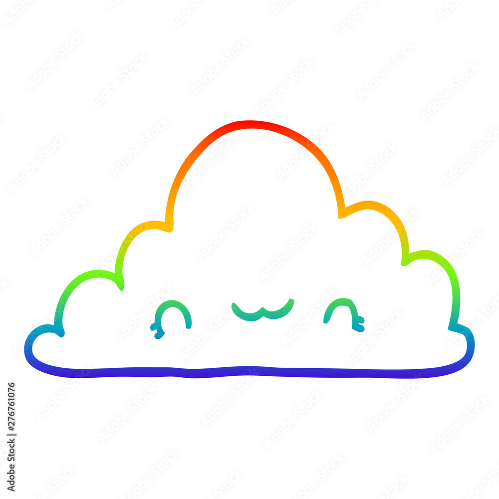 rainbow gradient line drawing cute cartoon cloud rainbow gradient line drawing cute cartoon cloud