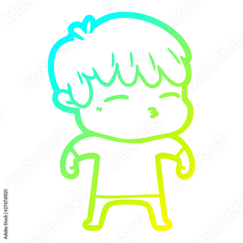 cold gradient line drawing cartoon curious boy