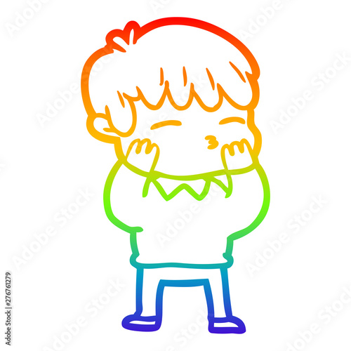 rainbow gradient line drawing cartoon curious boy