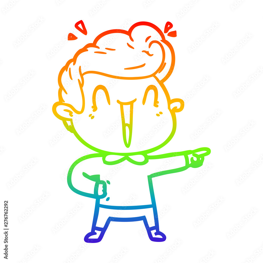 rainbow gradient line drawing cartoon excited man rainbow gradient line drawing cartoon excited man