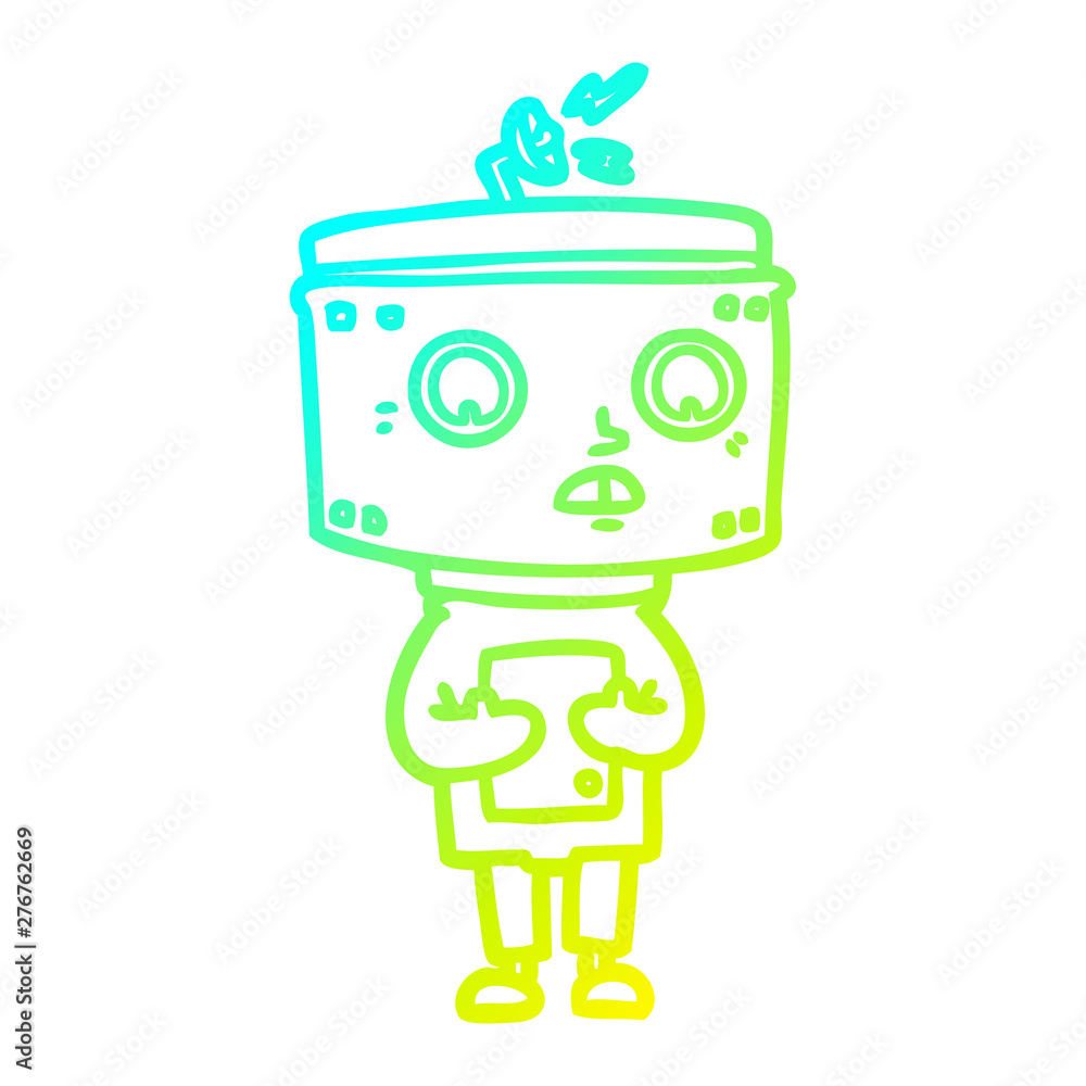 cold gradient line drawing cartoon robot cold gradient line drawing cartoon robot