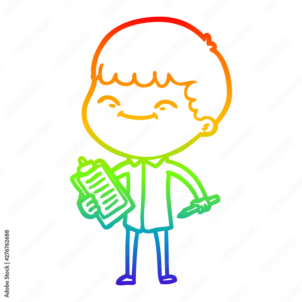 rainbow gradient line drawing cartoon happy boy rainbow gradient line drawing cartoon happy boy