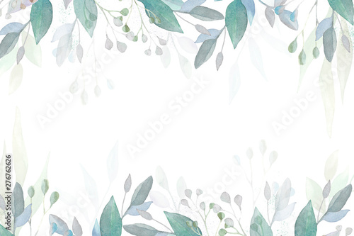 Herbal banner. Watercolor leaves and branches. Design for invitations and postcards