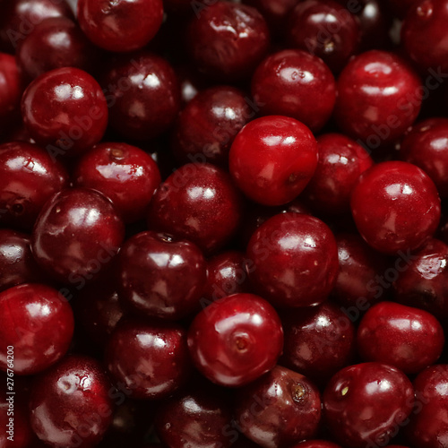 background of red fresh cherries