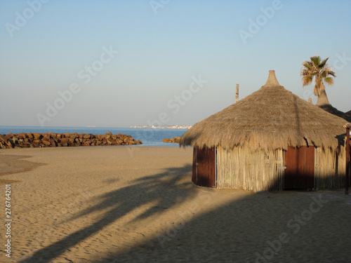 Bamboo hut on beach on sea