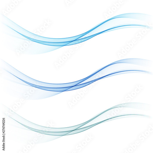 Set abstract color smoke wave. Transparent smooth Vector lines. © lesikvit