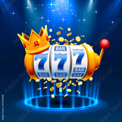 King slots 777 banner casino on the blue background.