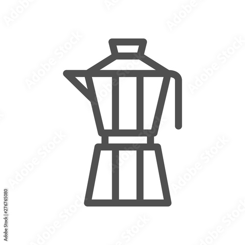 Italian coffee maker moka pot icon. Linear style icon. flat design element. Editable stroke. 48x48 Pixel Perfect