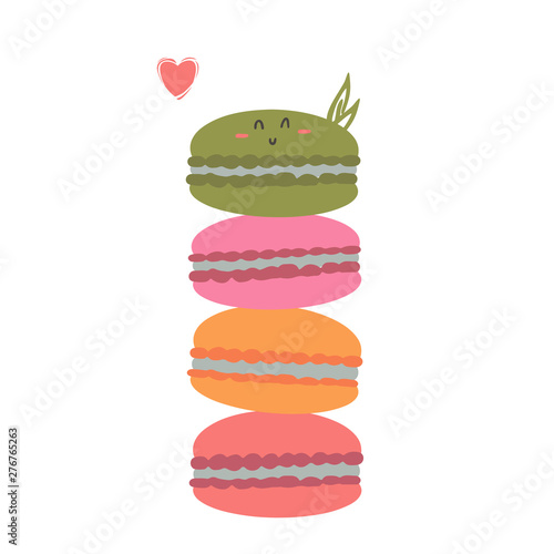 Cute happy macarons cookies stack