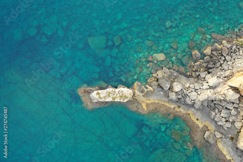 Santa Cesarea Terme  Puglia  Italy. Aerial top down view of the sea and cliffs