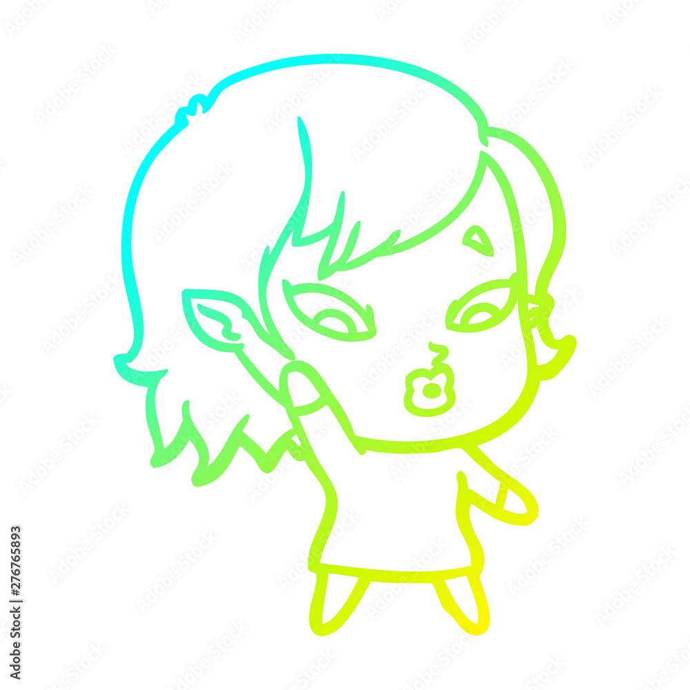 cold gradient line drawing cute cartoon vampire girl cold gradient line drawing cute cartoon vampire girl