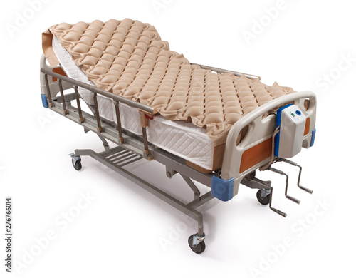 Hospital bed with air mattress - clipping path