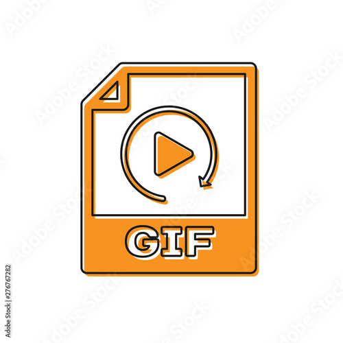 Orange GIF file document icon. Download gif button icon isolated on white background. GIF file symbol. Vector Illustration