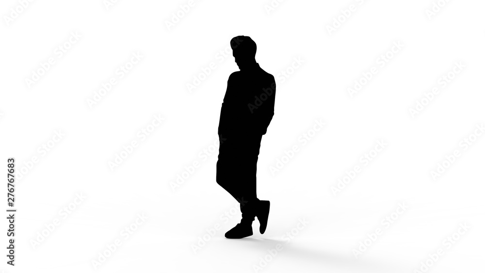 3d rendering of the silhouette of a person isolated in white background