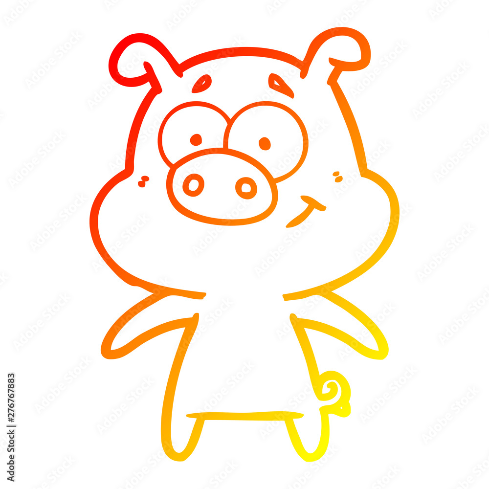 warm gradient line drawing happy cartoon pig warm gradient line drawing happy cartoon pig