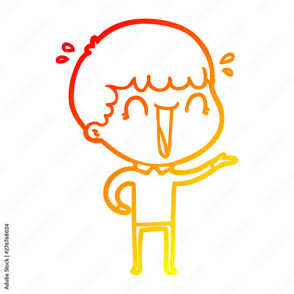 warm gradient line drawing laughing cartoon man warm gradient line drawing laughing cartoon man