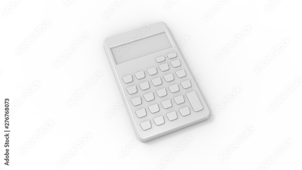 3d rendering of a grey calculator isolated in white studio background. 3d rendering of a grey calculator isolated in white studio background.