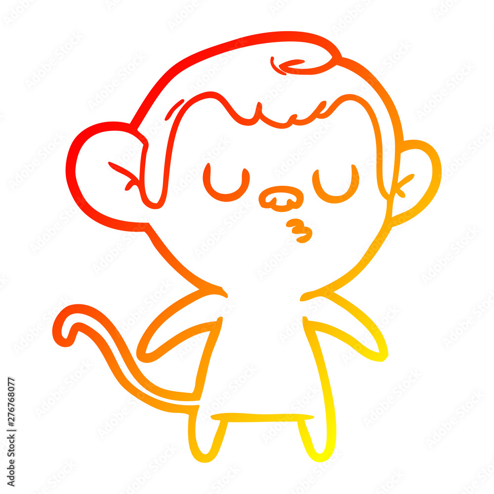 warm gradient line drawing cartoon monkey warm gradient line drawing cartoon monkey