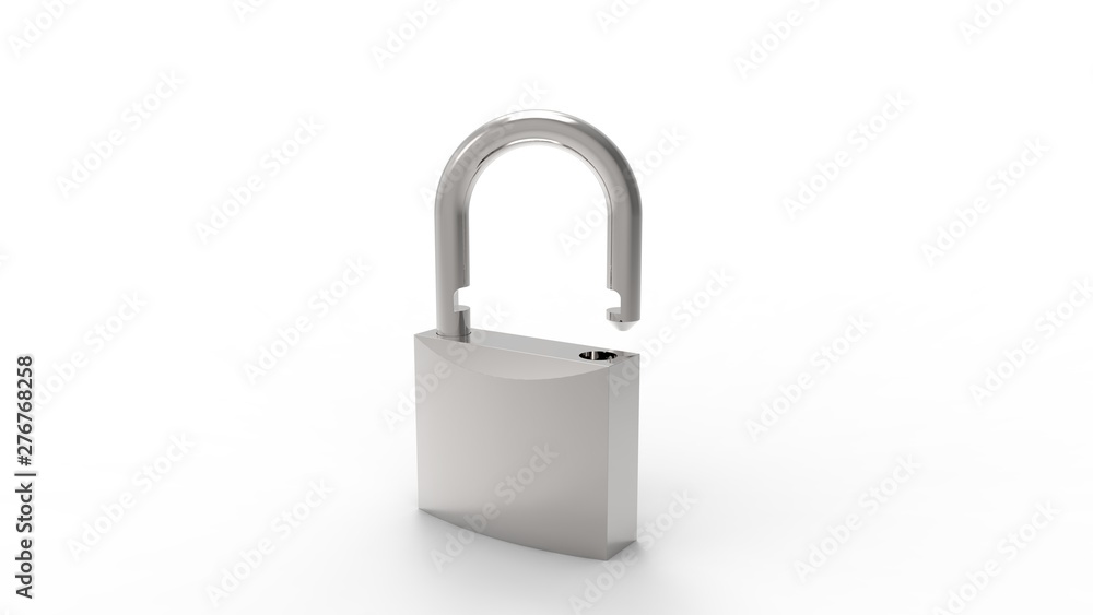 3d rendering of a grey padlock isolated in white studio background 3d rendering of a grey padlock isolated in white studio background