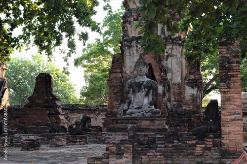 Travel in Southeast Asia country like Thailand. This photo shows ancient Buddhism sculpture in Ayutthaya province which is an hour away from Bangkok