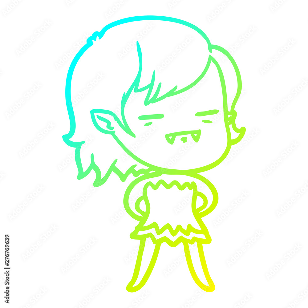 cold gradient line drawing cartoon undead vampire girl cold gradient line drawing cartoon undead vampire girl