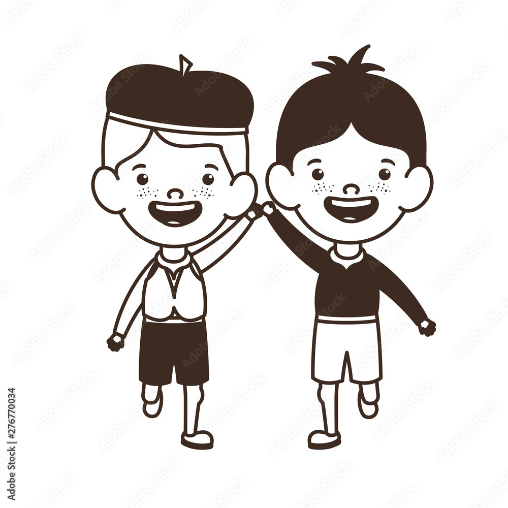 silhouette of students boys standing on white background silhouette of students boys standing on white background