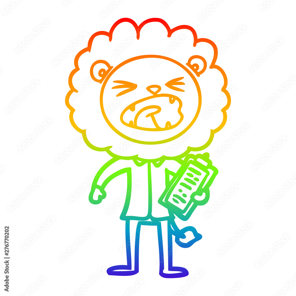 rainbow gradient line drawing cartoon lion salesman rainbow gradient line drawing cartoon lion salesman