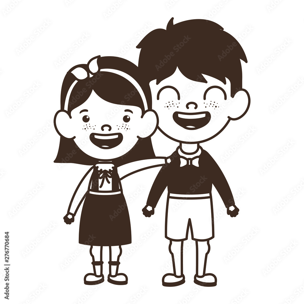 silhouette of couple of students standing on white background silhouette of couple of students standing on white background