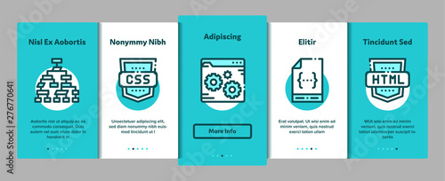 Coding System Vector Onboarding Mobile App Page Screen. Binary Coding System, Data Encryption Linear Pictograms. Web Development, Programming Languages, Bug Fixing, HTML, Script Illustration
