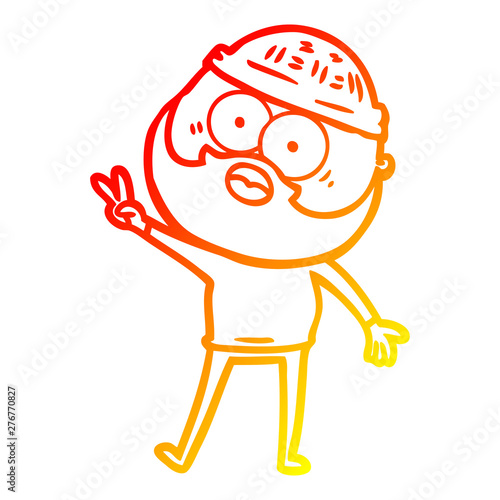 warm gradient line drawing cartoon bearded man