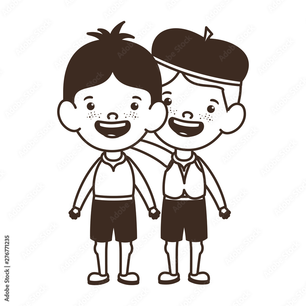silhouette of students boys standing on white background silhouette of students boys standing on white background