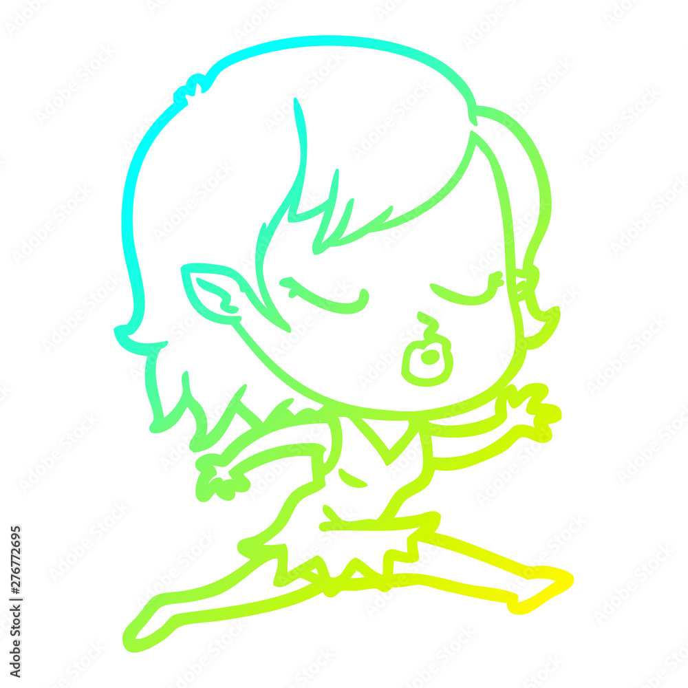cold gradient line drawing cute cartoon vampire girl cold gradient line drawing cute cartoon vampire girl