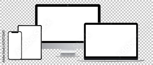 computer, tablet, laptop and smartphone on a transparent background