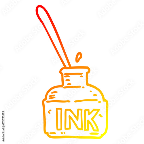 warm gradient line drawing cartoon ink bottle