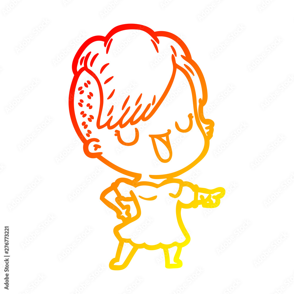 warm gradient line drawing cute cartoon girl with hipster haircut warm gradient line drawing cute cartoon girl with hipster haircut
