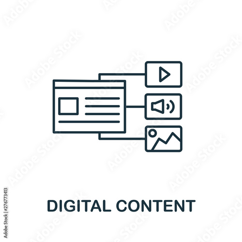 Digital Content outline icon. Thin line concept element from content icons collection. Creative Digital Content icon for mobile apps and web usage