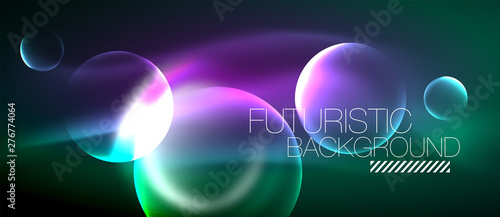 Vector glowing neon circles abstract background